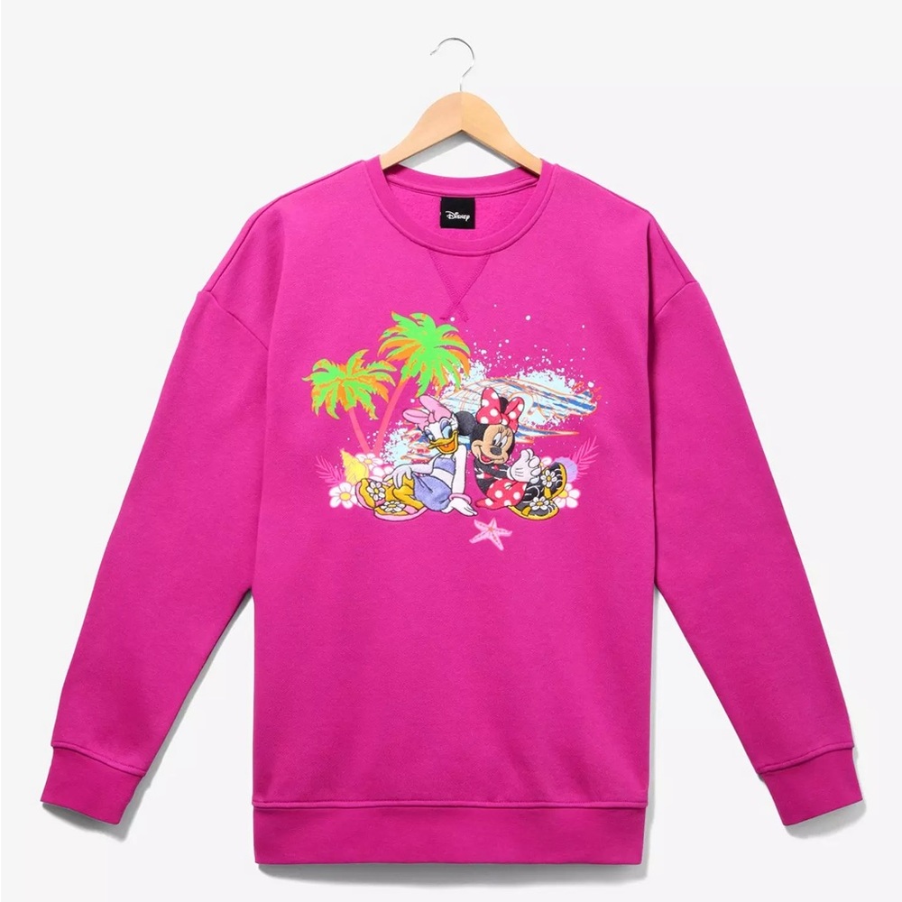 EUC Box Lunch x Her Universe Disney Daisy Minnie Hot Pink Beach Sweatshirt Sz M